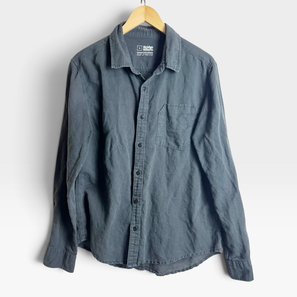 Bridge & Burn Men Large Linen Blend Casual Breathable Work Shirt Layers